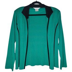 Misook Knit Cardigan Kelly Green Womens XS P Quiet Luxury Basic Career Office
